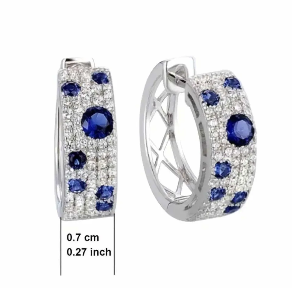 Classic AAA Cubic Zirconia Platinum Plated Sapphire Earrings For Women