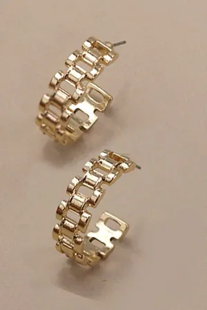 Classic Chain Cutout Hoop Earrings In Gold