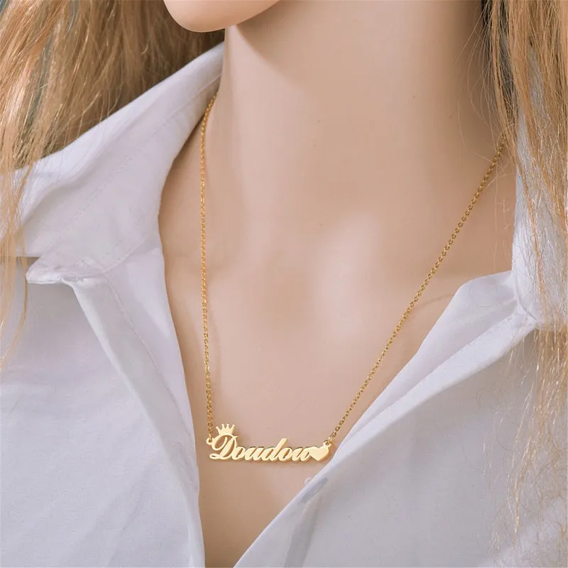 Custom Name Necklace, 18K Gold Plated Nameplate Personalized Jewelry Gift for Women