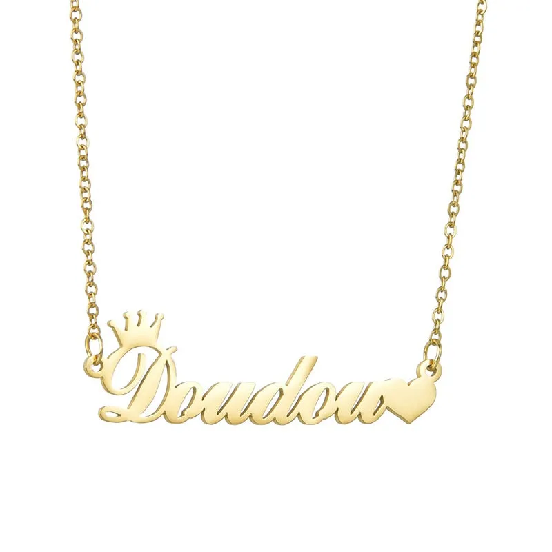 Custom Name Necklace, 18K Gold Plated Nameplate Personalized Jewelry Gift for Women