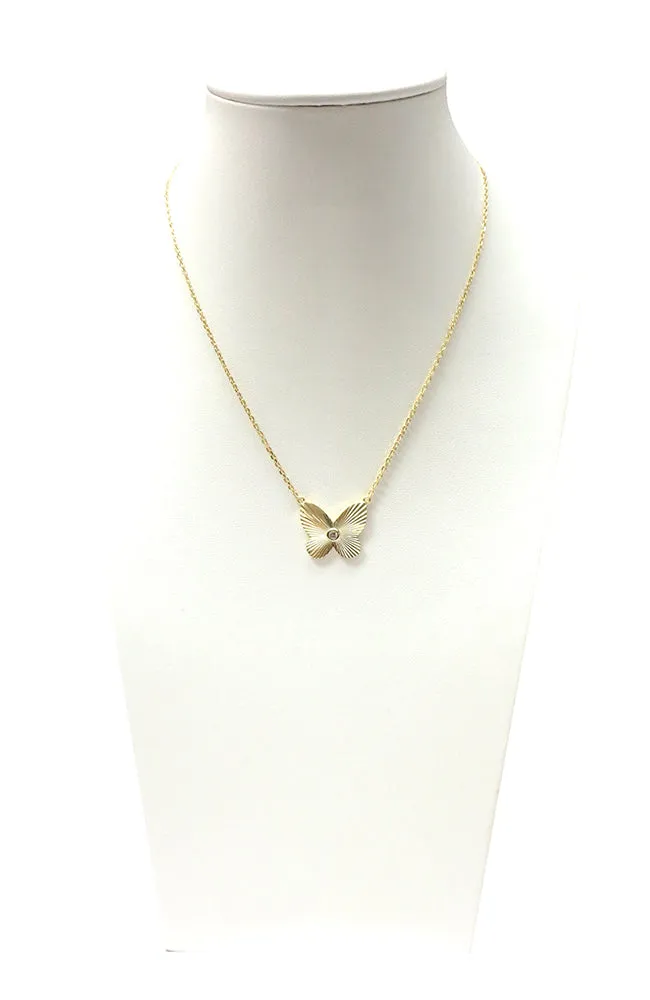CZ Gold Butterfly Necklace