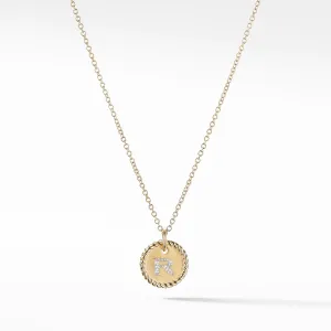 David Yurman Initial Charm Necklace with Diamonds in 18k Gold, Letter R