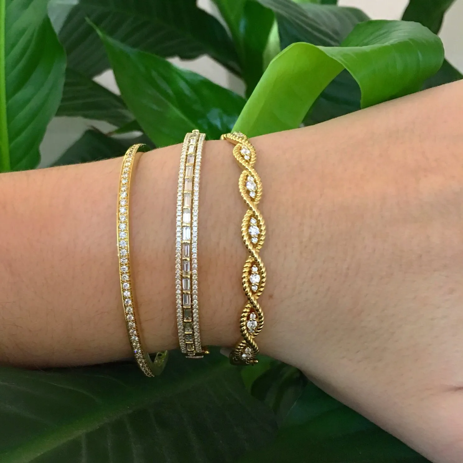 Diamond Baguette Bangle Bracelet