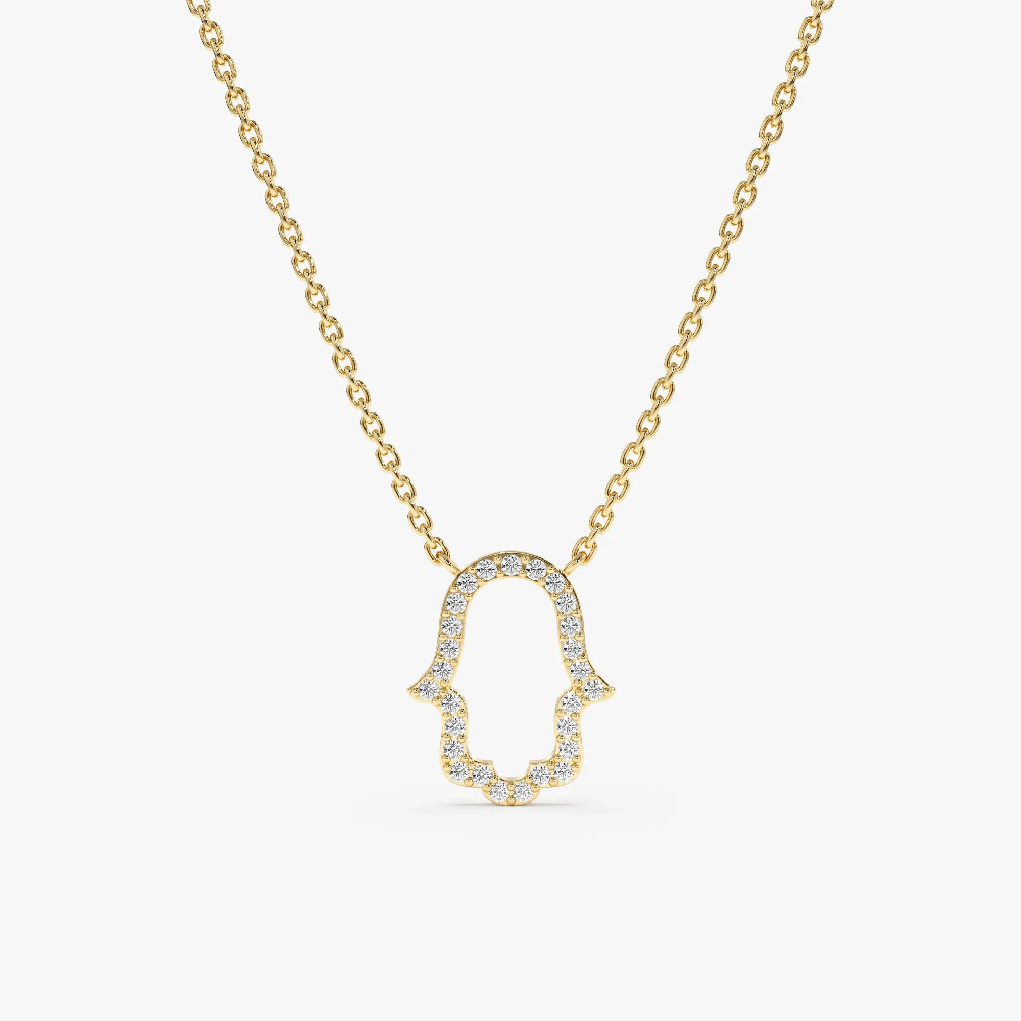 Diamond Hamsa Cutout Necklace, Bina