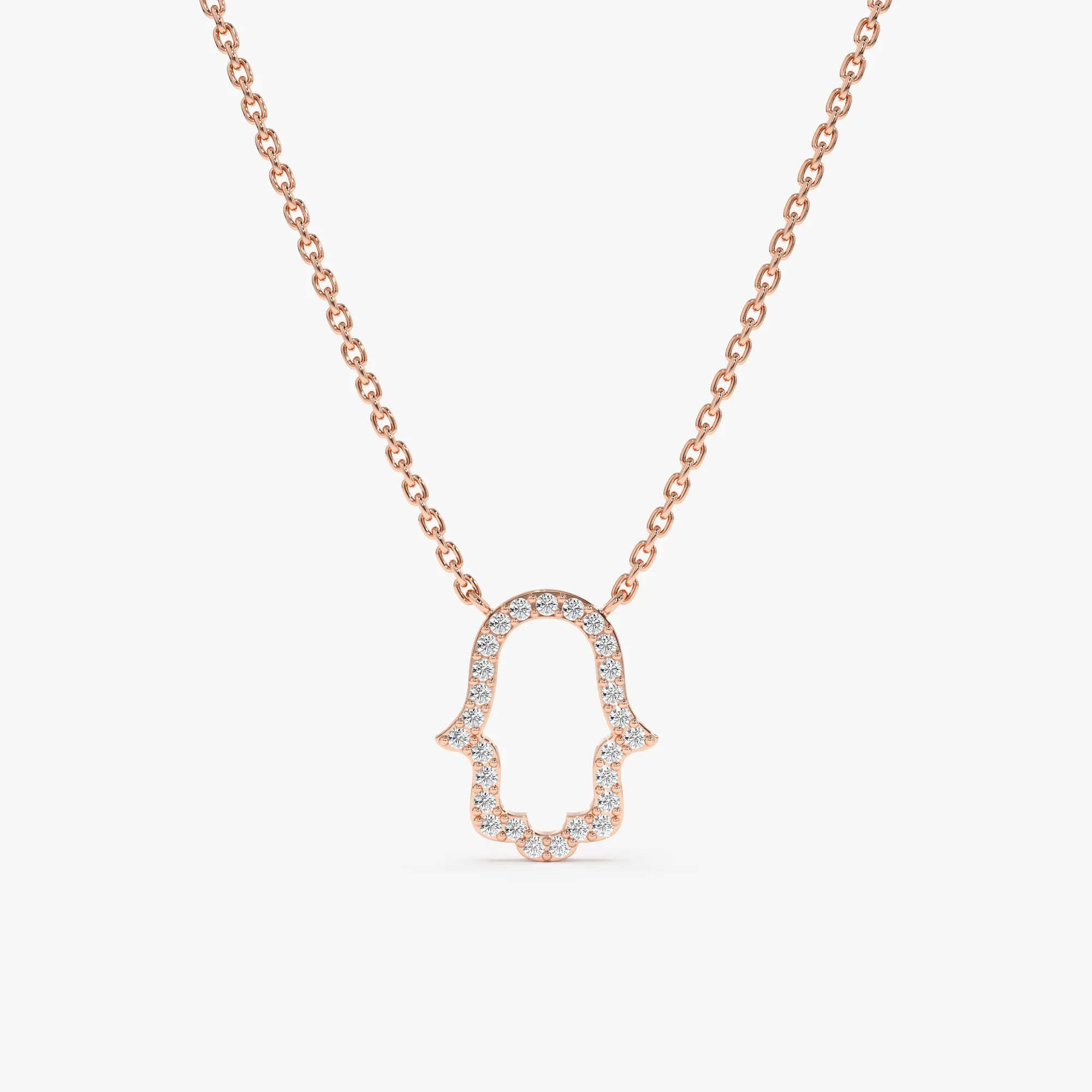 Diamond Hamsa Cutout Necklace, Bina