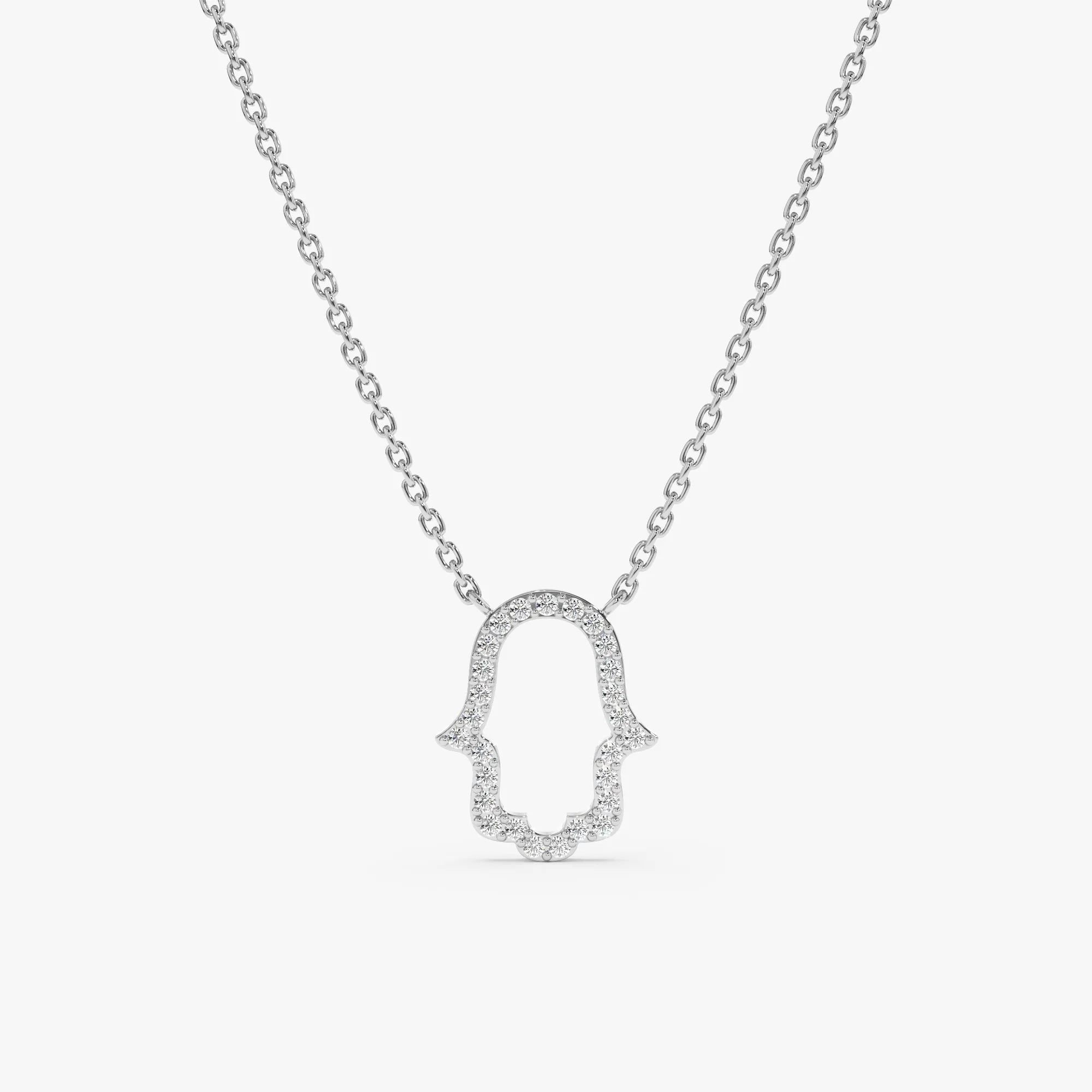 Diamond Hamsa Cutout Necklace, Bina