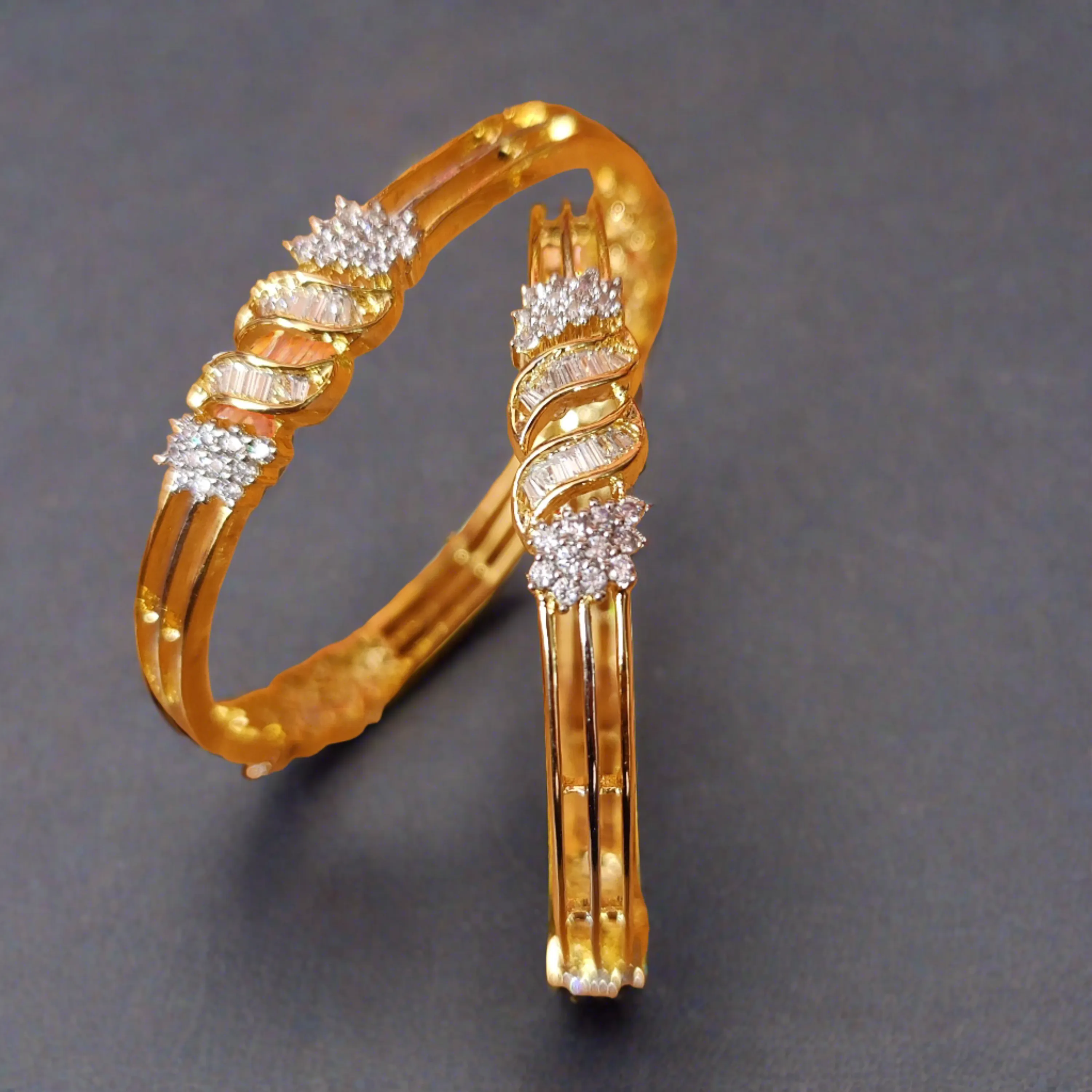 DIAMOND LOOK ALIKE CZ STUDDED FINE BANGLES
