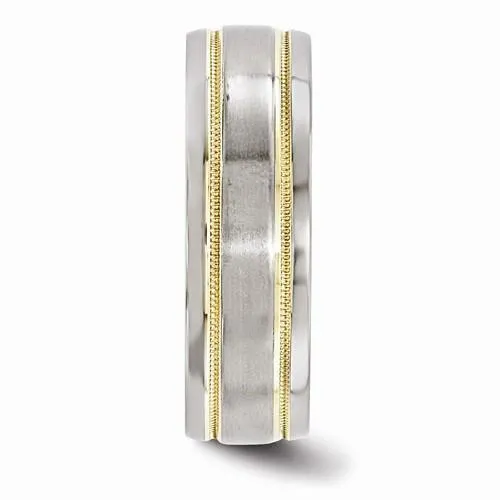 Edward Mirell Titanium &14k Satin & Polished Millgrain - 7mm