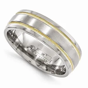 Edward Mirell Titanium &14k Satin & Polished Millgrain - 7mm
