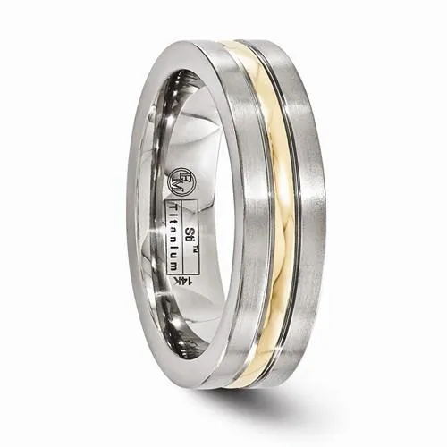 Edward Mirell Titanium And 14K Brushed & Polished Ring - 6mm