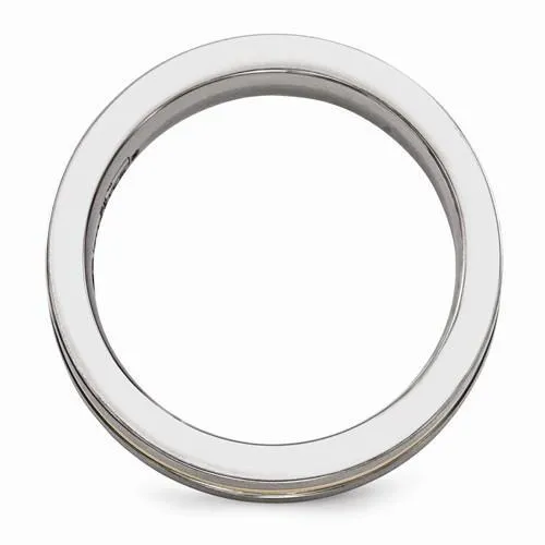 Edward Mirell Titanium And 14K Brushed & Polished Ring - 6mm