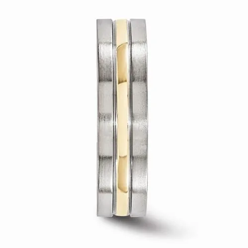 Edward Mirell Titanium And 14K Brushed & Polished Ring - 6mm