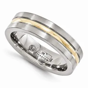 Edward Mirell Titanium And 14K Brushed & Polished Ring - 6mm