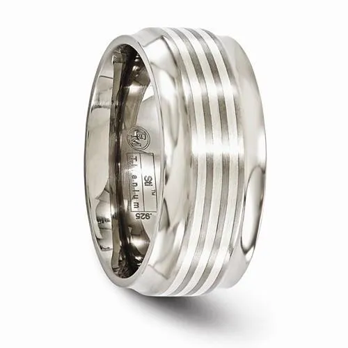 Edward Mirell Titanium W/Sterling Silver Inlay Beveled Edge - 9mm