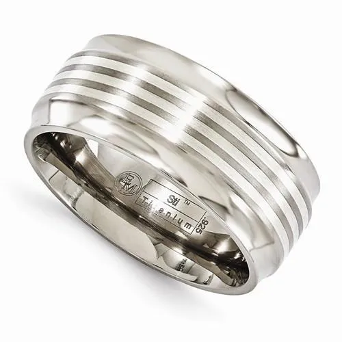 Edward Mirell Titanium W/Sterling Silver Inlay Beveled Edge - 9mm