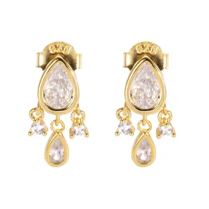 Elegant Dainty Dangle Earrings with Sparkling Pear CZ in Sterling Silver – Perfect Gift for Her