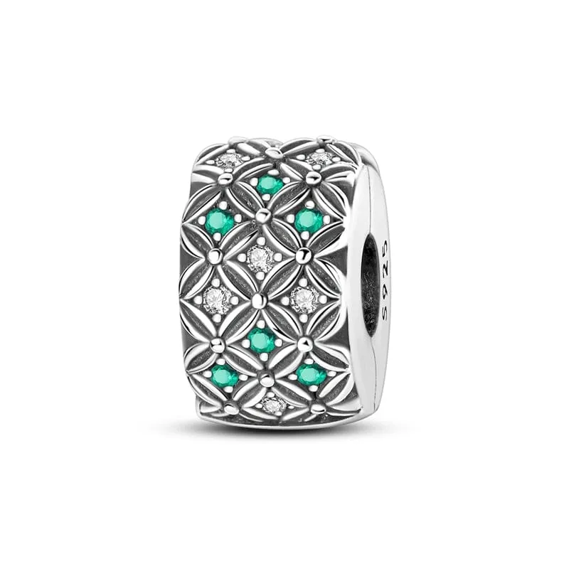 Emerald & Diamond Floral Mosaic Charm