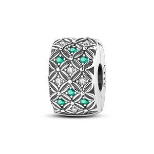 Emerald & Diamond Floral Mosaic Charm