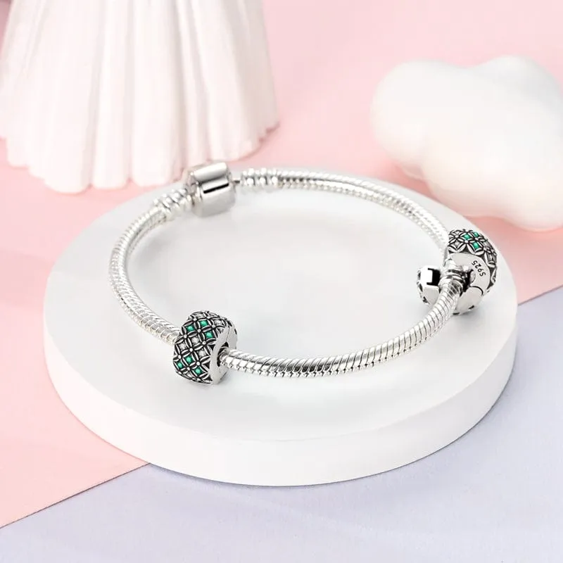 Emerald & Diamond Floral Mosaic Charm