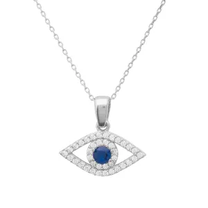 Evil Eye Necklace in Silver with Blue Zircon
