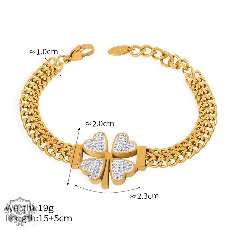 Exquisite 18K Gold Four-Leaf Clover Set