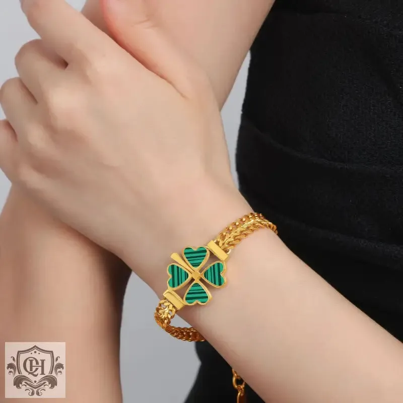 Exquisite 18K Gold Four-Leaf Clover Set