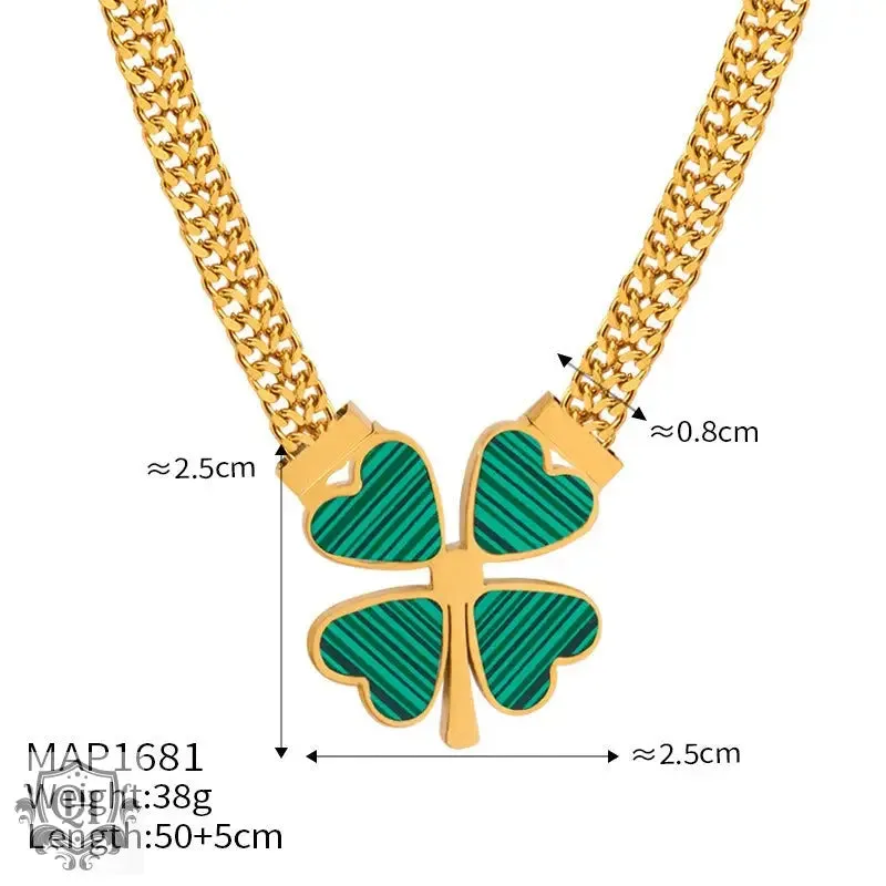 Exquisite 18K Gold Four-Leaf Clover Set