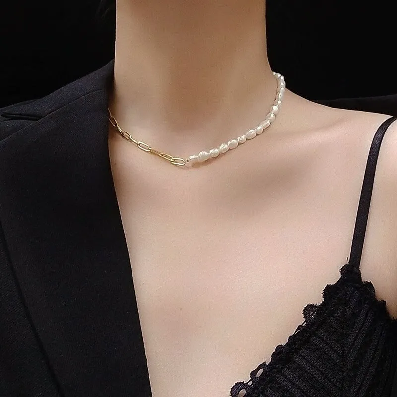 fashion exquisite jewelry pearl pendant thick chain necklace and pendant for women
