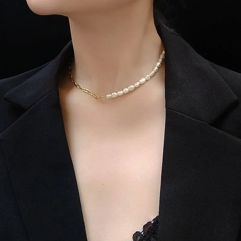 fashion exquisite jewelry pearl pendant thick chain necklace and pendant for women