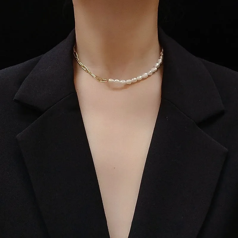 fashion exquisite jewelry pearl pendant thick chain necklace and pendant for women