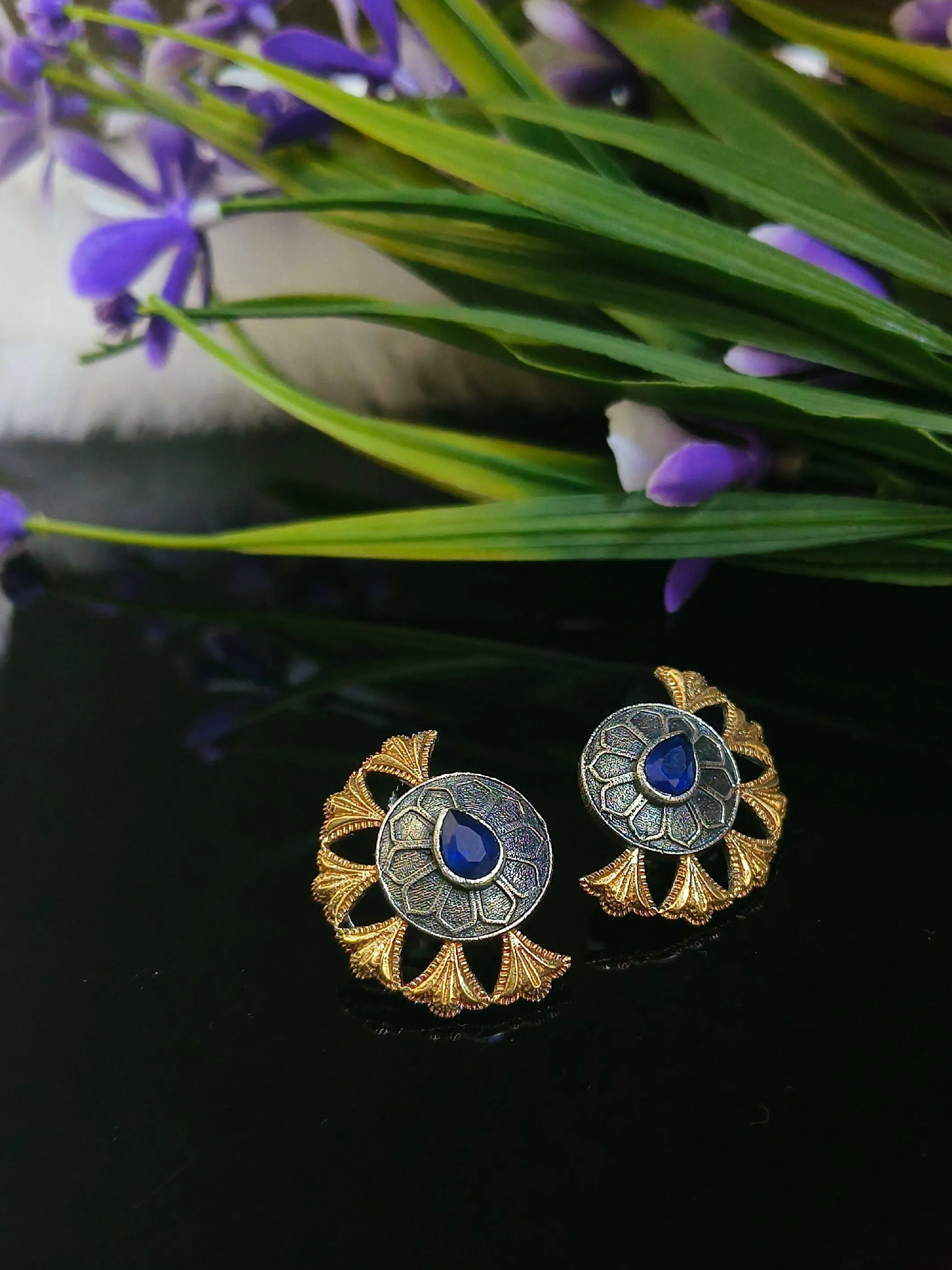 Floral Oxidised Ear Cuffs | Sarichka