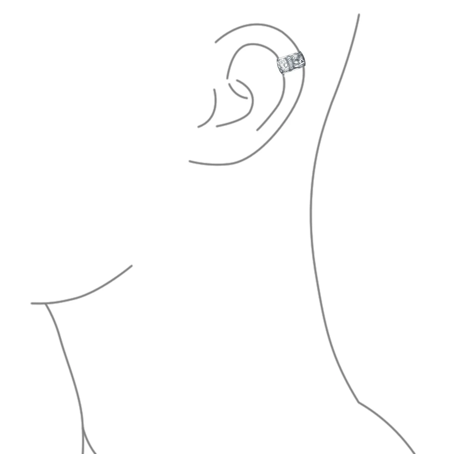 Flower Leaves Ear Cuff Cartilage Clip Wrap Helix Earrings in Sterling Silver