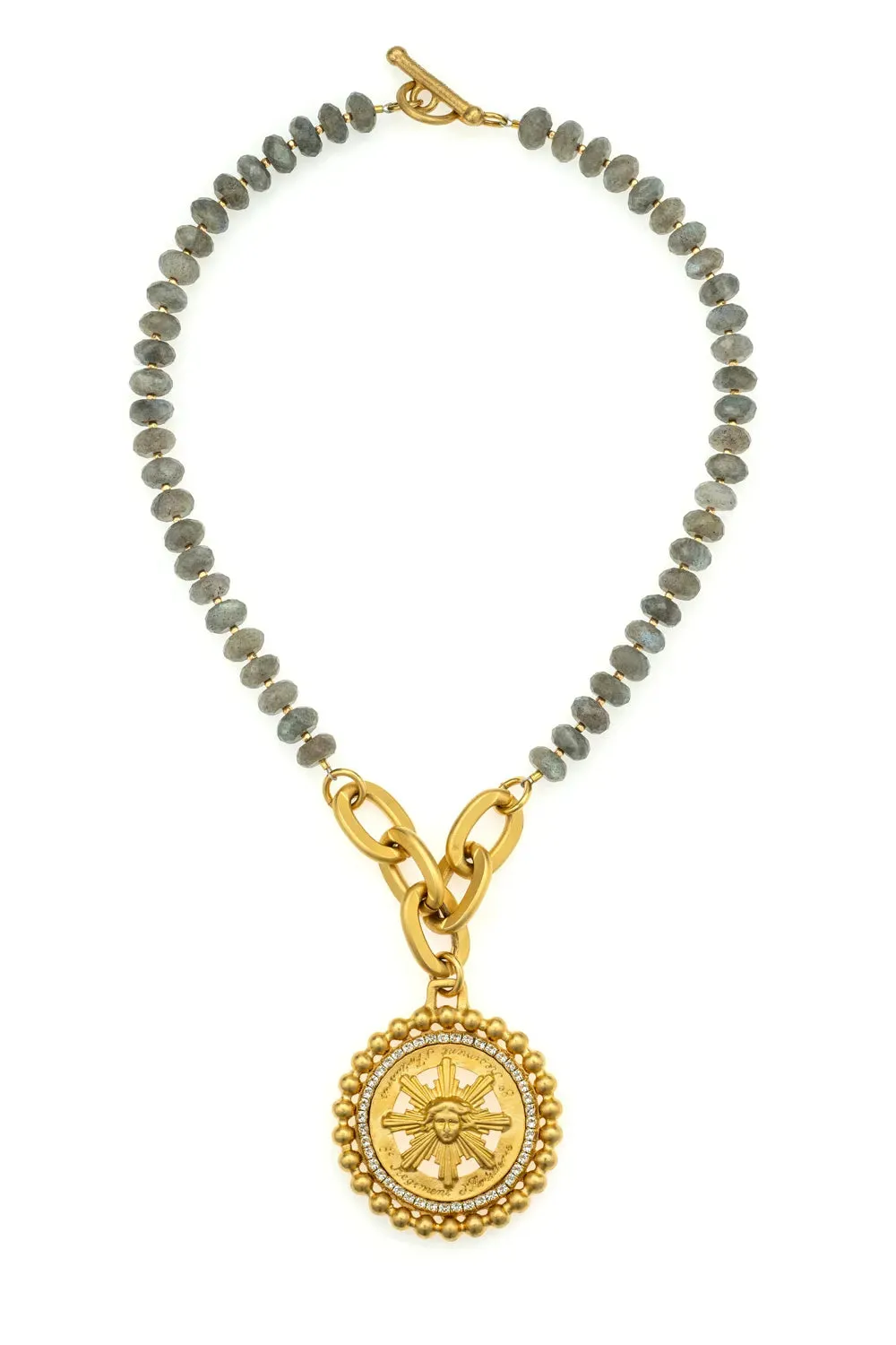 French Kande Necklace | The Frances Necklace CC2323-Z | Labradorite/Gold