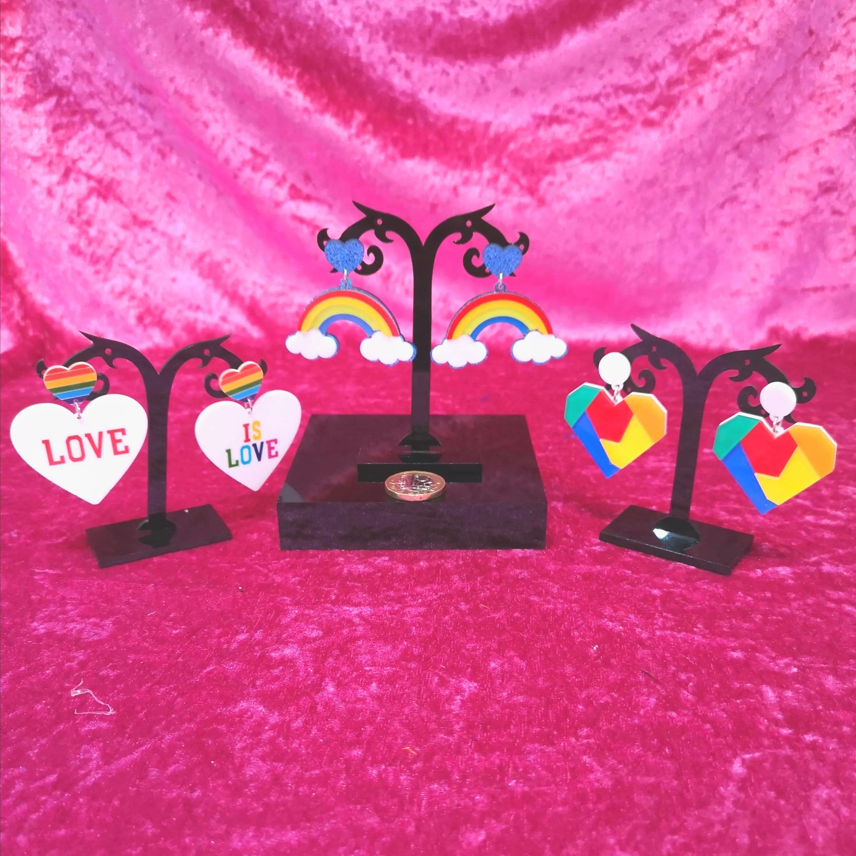 Funky acrylic rainbow earrings