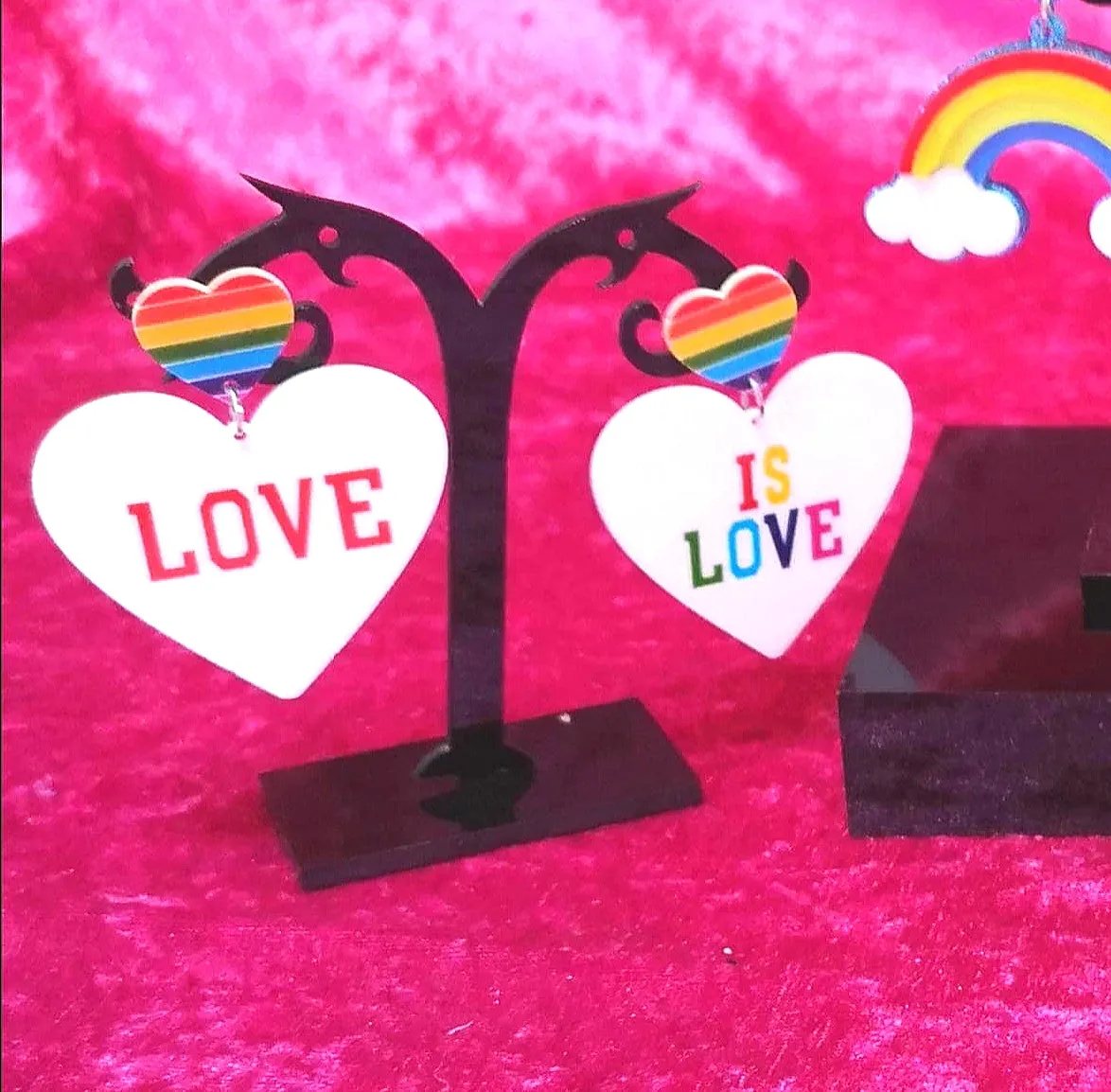 Funky acrylic rainbow earrings