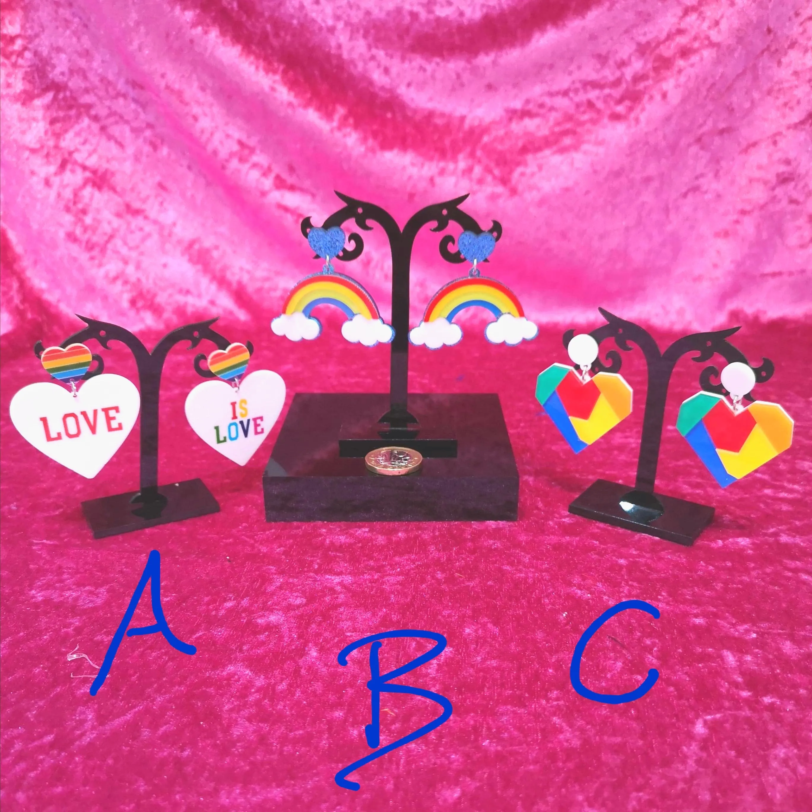 Funky acrylic rainbow earrings