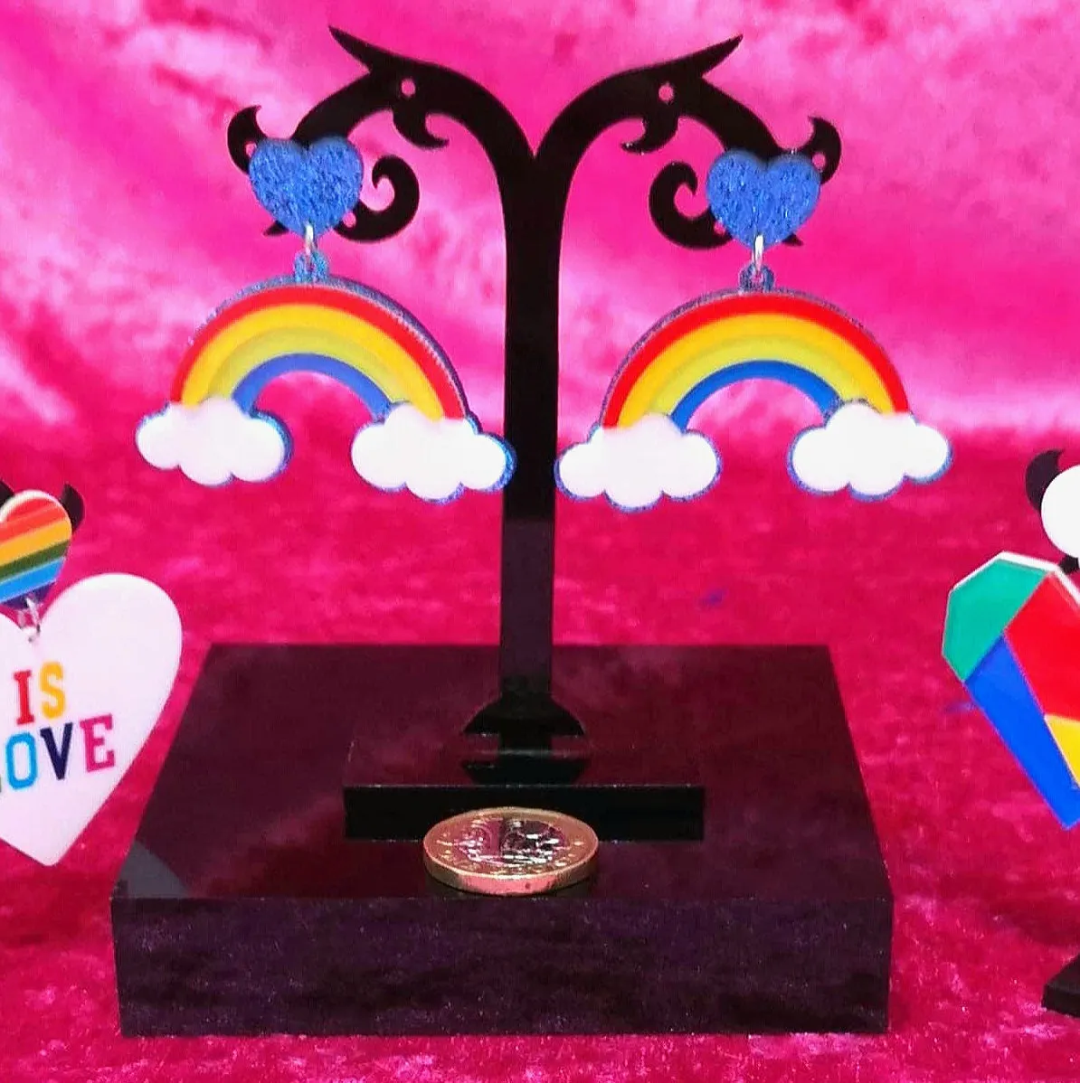 Funky acrylic rainbow earrings