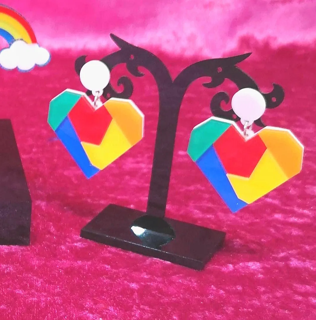 Funky acrylic rainbow earrings