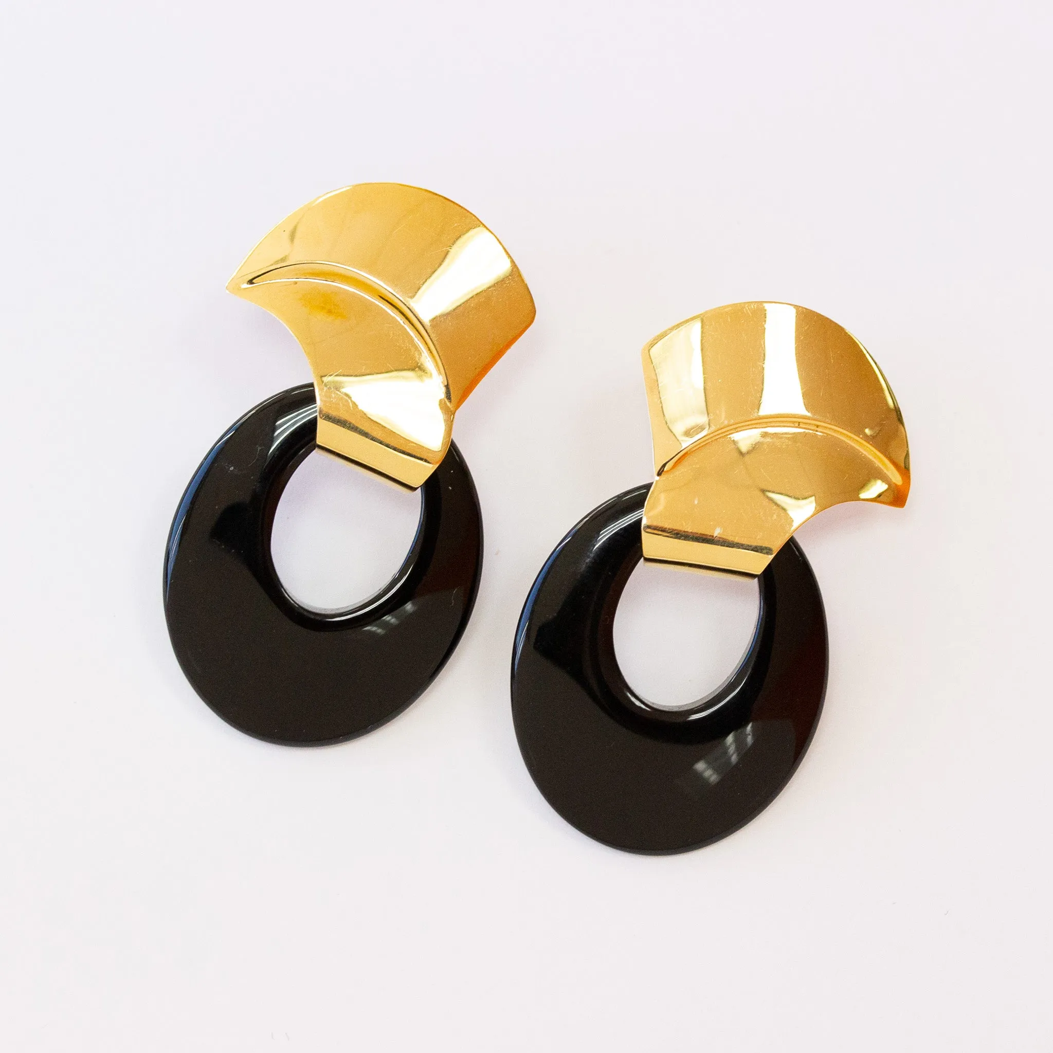 Funky Black Onyx Earrings, 14k