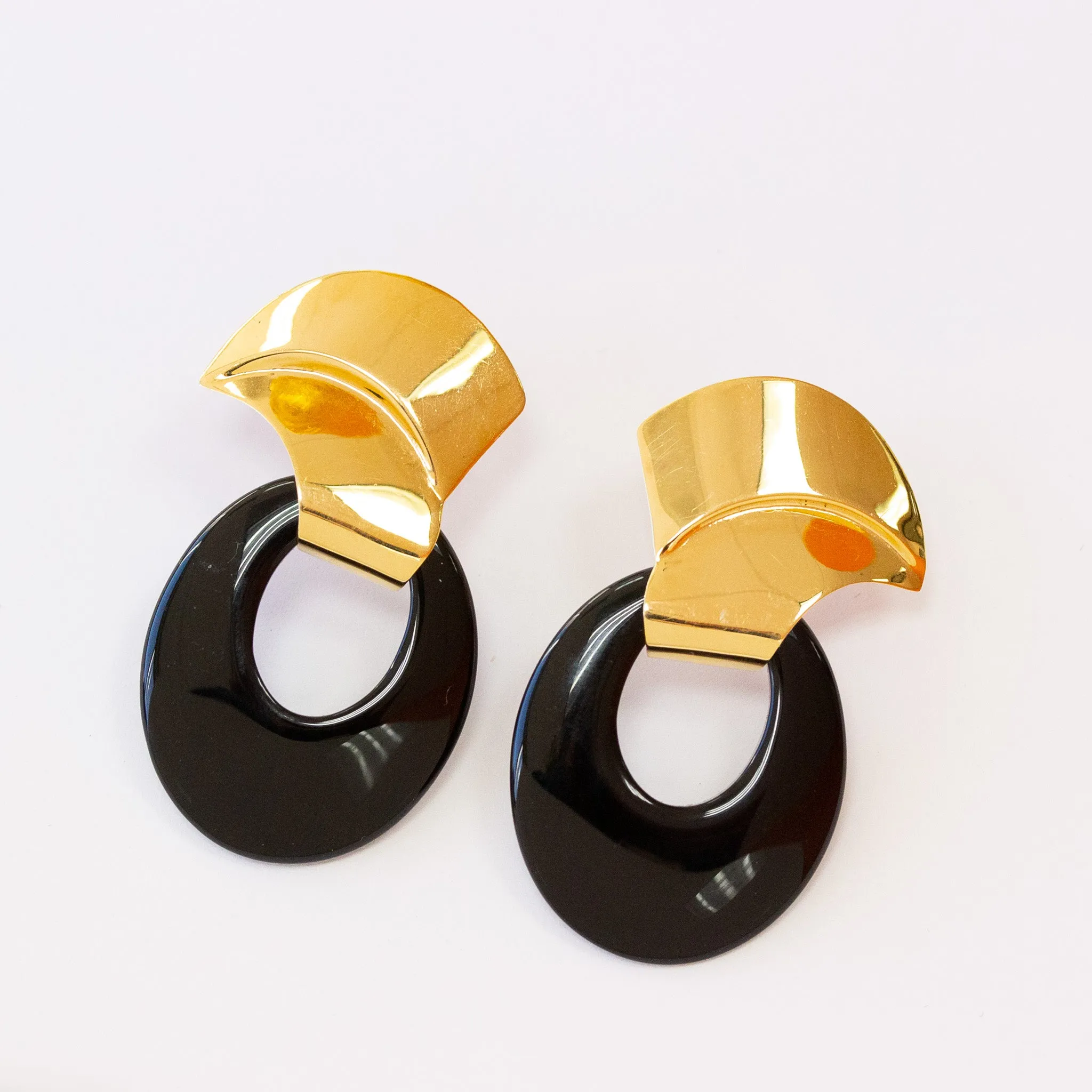 Funky Black Onyx Earrings, 14k