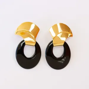 Funky Black Onyx Earrings, 14k