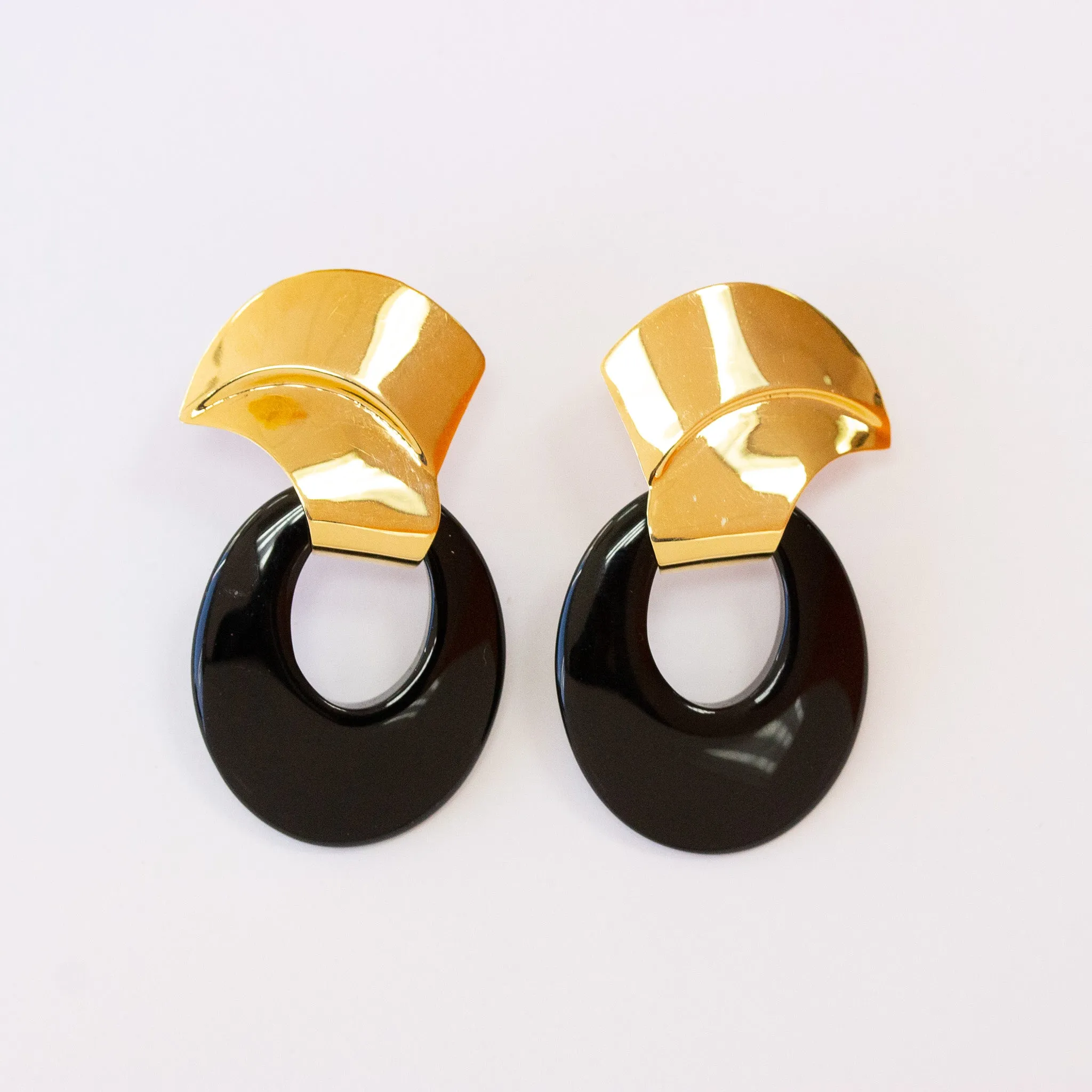 Funky Black Onyx Earrings, 14k