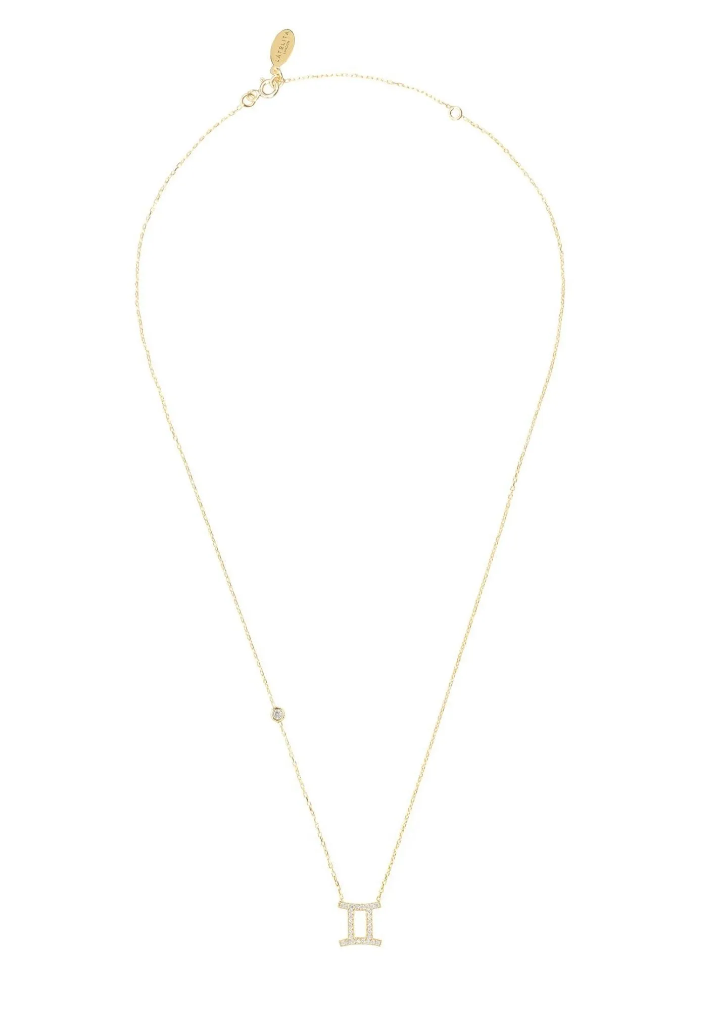 Gemini Zodiac Pendant Necklace Dipped in Gold