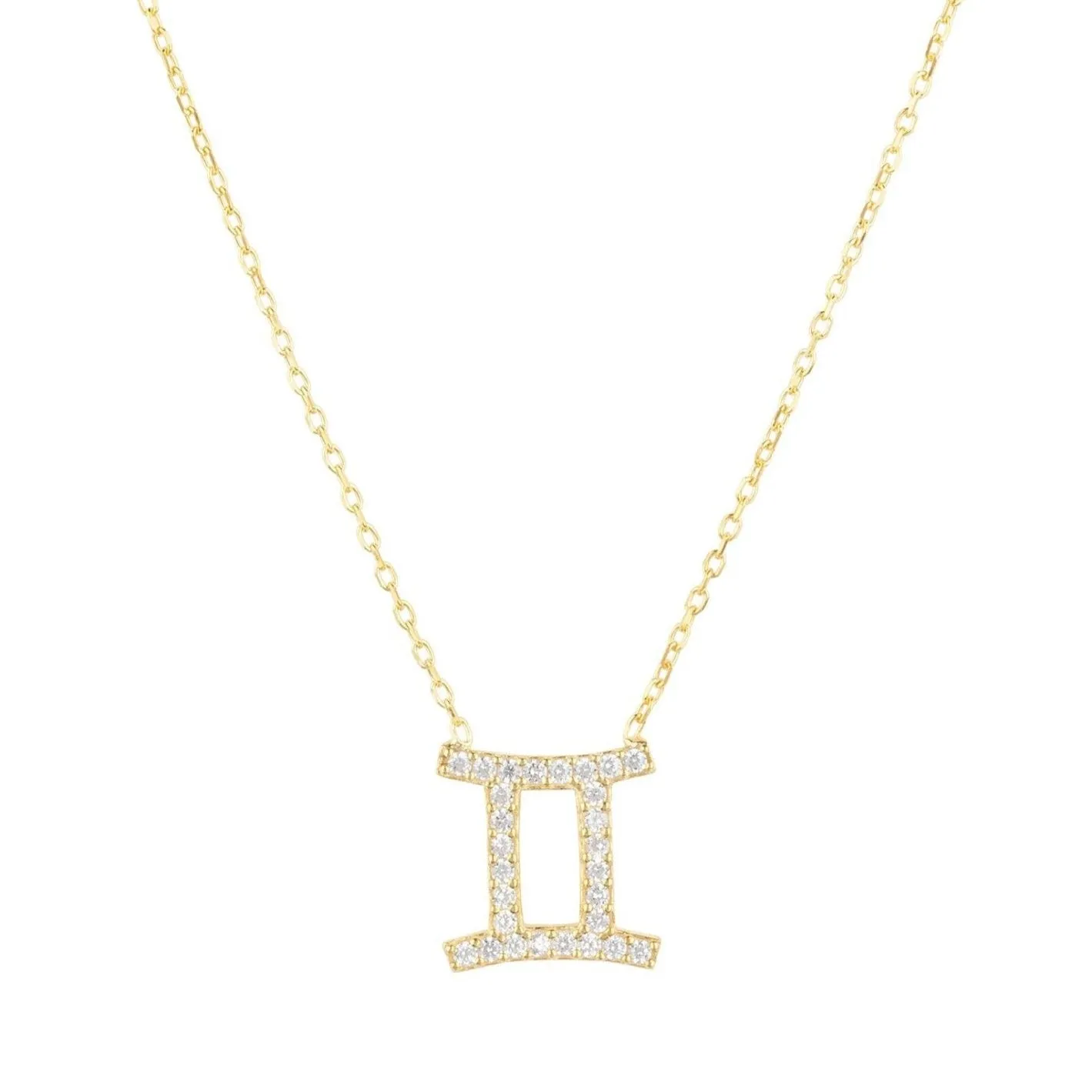 Gemini Zodiac Pendant Necklace Dipped in Gold
