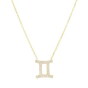 Gemini Zodiac Pendant Necklace Dipped in Gold