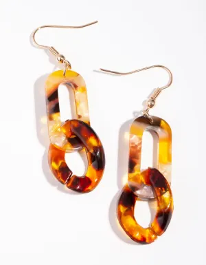 Gold Acrylic Link Drop Earrings