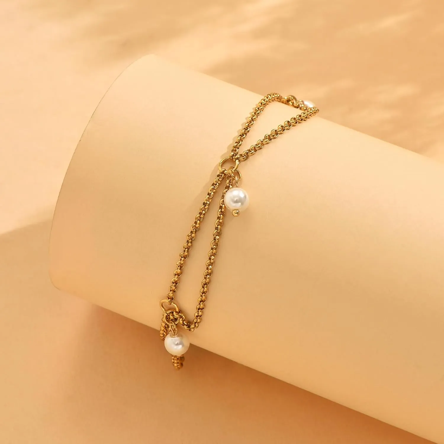 Gold Ankle Bracelets for Women 18K Gold Plated Waterproof Starfish Sea Shell Pearls CZ Diamond Dangle Anklets Trendy Summer Beach Foot Chain Jewelry Gift