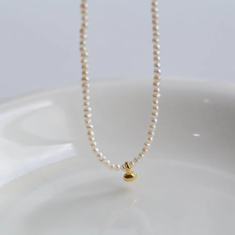 Gold Beans Pearl Collar Necklace
