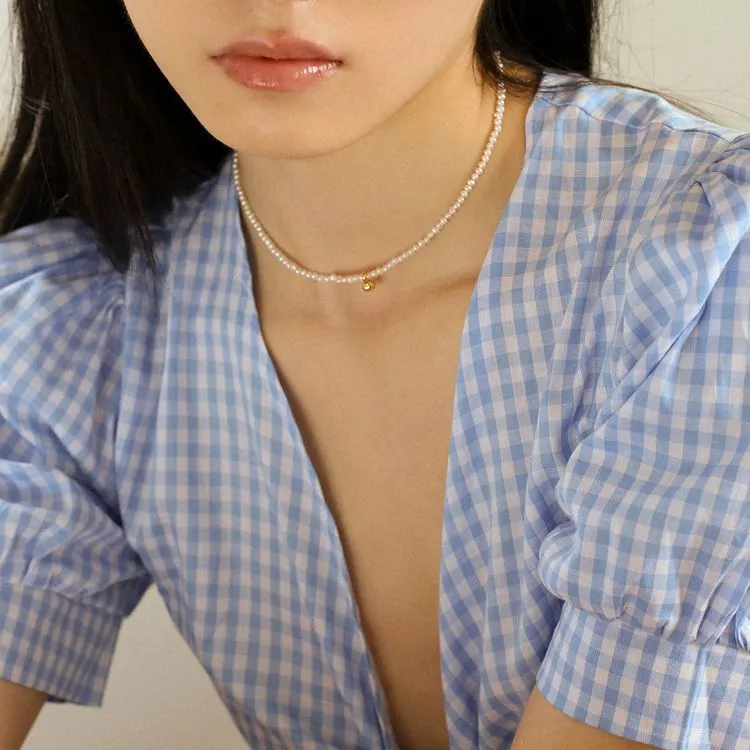 Gold Beans Pearl Collar Necklace