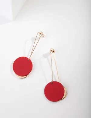 Gold Coated Disc Drop Earring
